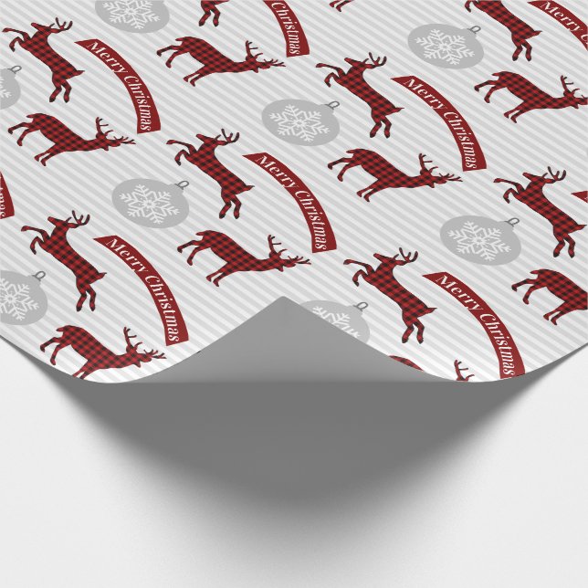 Buffalo Kariertes Hirschweihnachtspapier Geschenkpapier (Ecke)