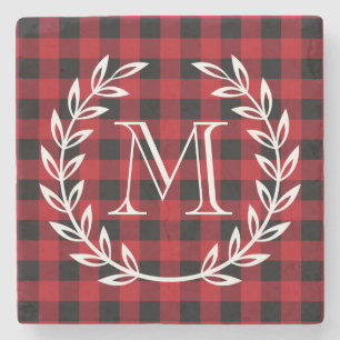 Buffalo-Kariertes Monogramm Steinuntersetzer