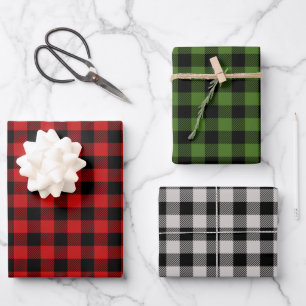 Buffalo Kariertes Muster Set Feierliche Weihnachte Geschenkpapier Set