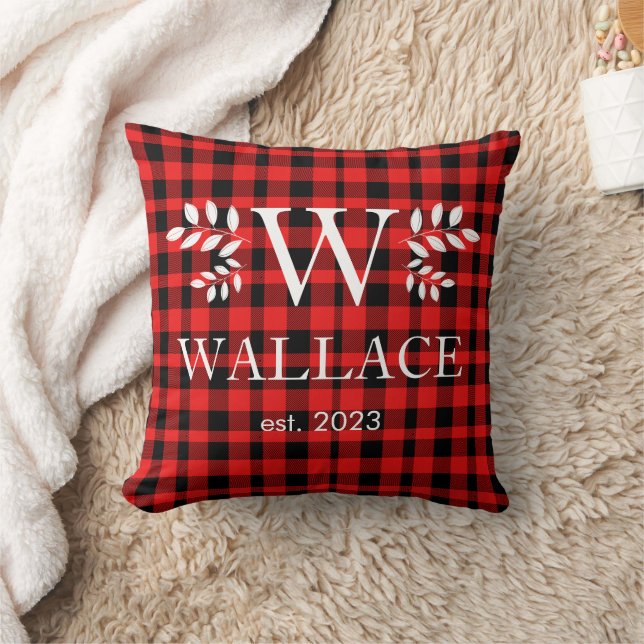 Buffalo Kariertes Weihnachtsmonogramm frisch vermä Kissen (Decke)