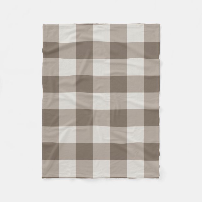 Buffalo Karo Beige Cream Ivory Gingham Fleecedecke (Vorderseite)
