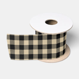 Buffalo Karo Beige und Black Ribbon Satinband