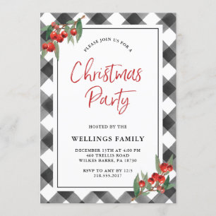 Buffalo Karo Black & White Custom Christmas Party Einladung