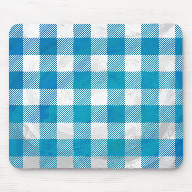Buffalo Karo Blau und Weiß Mousepad (Vorne)