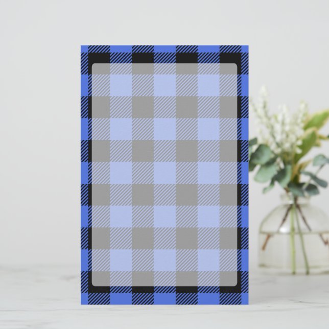 Buffalo Karo Blue & Black Lumberjack Kariertes Dek Briefpapier (Stehend Vorderseite)