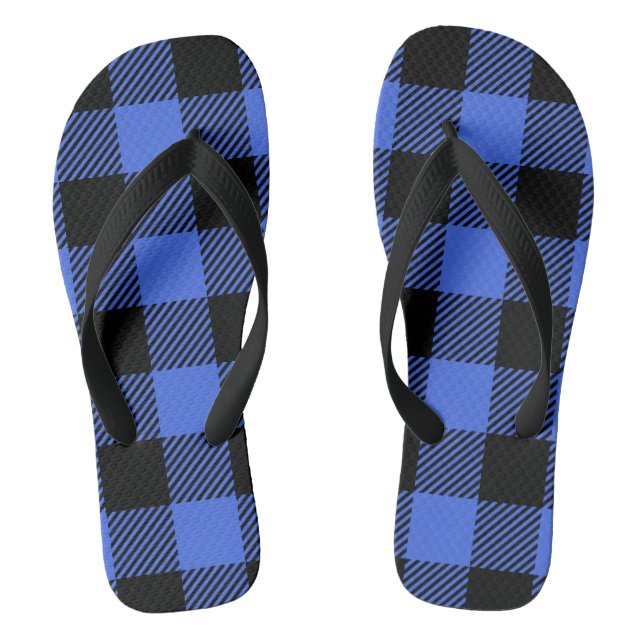 Buffalo Karo Blue & Black Lumberjack Kariertes Dek Flip Flops (Fußbett)