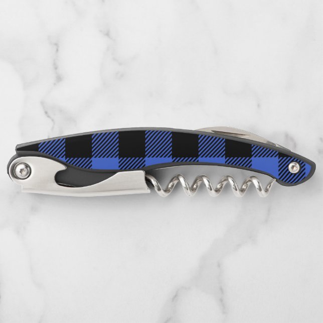 Buffalo Karo Blue & Black Lumberjack Kariertes Dek Kellnermesser (Vorderseite)