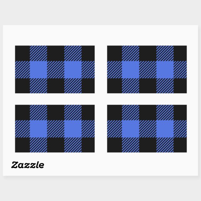 Buffalo Karo Blue & Black Lumberjack Kariertes Dek Rechteckiger Aufkleber (Blatt)