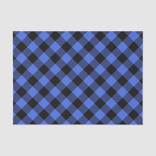 Buffalo Karo Blue & Black Lumberjack Kariertes Dek Seidenpapier (Vorderseite)