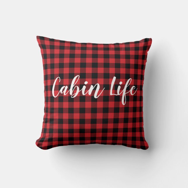 Buffalo Karo Cabin Life Wilderness Throw Kissen (Vorderseite)