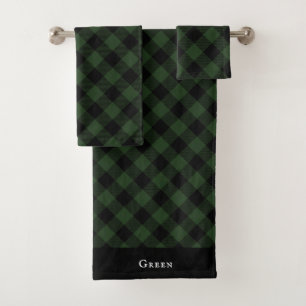 Buffalo Karo Celtic Green and Black Squares Karier Badhandtuch Set