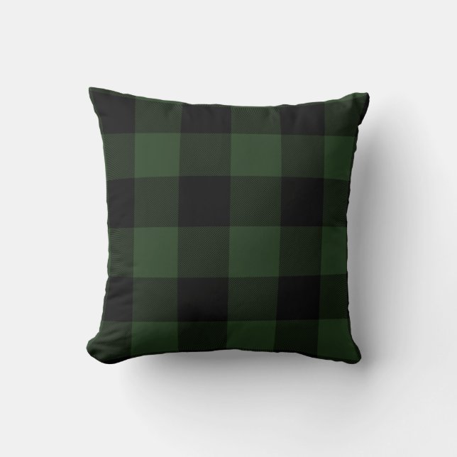 Buffalo Karo Celtic Green and Black Squares Karier Kissen (Vorderseite)