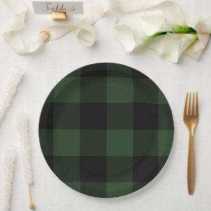 Buffalo Karo Celtic Green and Black Squares Karier Pappteller