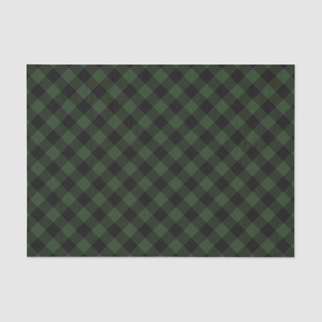 Buffalo Karo Celtic Green and Black Squares Karier Seidenpapier (Vorderseite)
