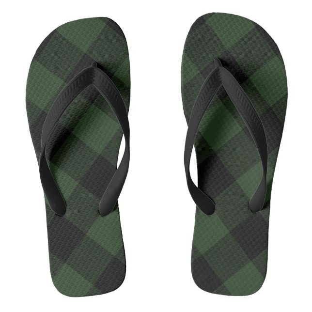 Buffalo Karo Celtic Green und Black Squares Karier Flip Flops (Fußbett)