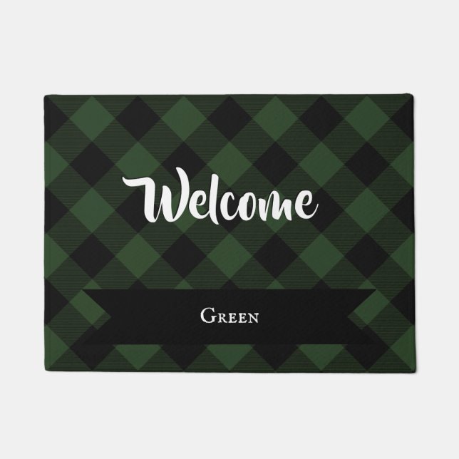 Buffalo Karo Celtic Green und Black Squares Karier Fußmatte (Vorderseite)