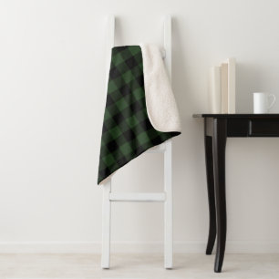Buffalo Karo Celtic Green und Black Squares Karier Sherpadecke