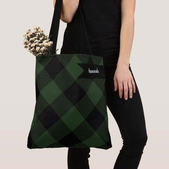 Buffalo Karo Celtic Green und Black Squares Karier Tasche (Von Nahem)