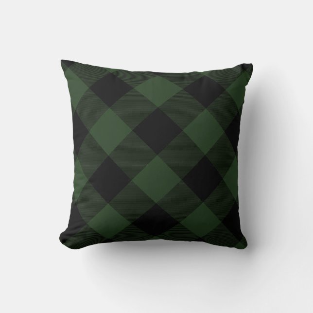 Buffalo Karo Celtic Green und Black Xmas Kariert Kissen (Vorderseite)