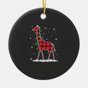 Buffalo-Karo-Familien-Passende-Giraffen-Weihnachts Keramik Ornament