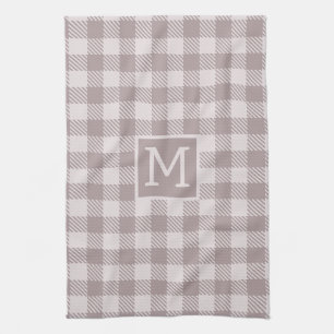 Buffalo-Karo Gingham-Karo Beige Monogramm  Geschirrtuch