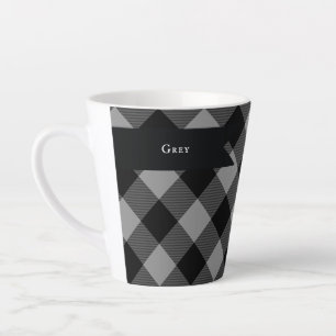 Buffalo Karo Grau und Schwarz Quadrate Kariert Milchtasse