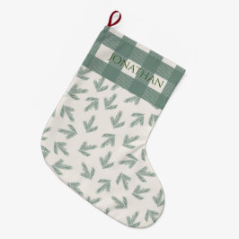 Buffalo Karo Green Kariert Typografy Holiday Großer Weihnachtsstrumpf