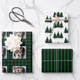 Buffalo-Karo Haustier-Foto-Weihnachten Geschenkpapier Set