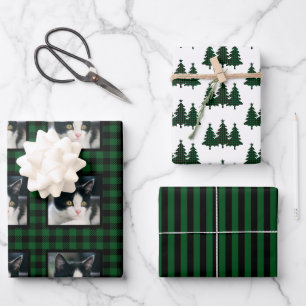 Buffalo-Karo Haustier-Foto-Weihnachten Geschenkpapier Set