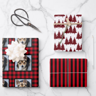 Buffalo-Karo Haustier-Foto-Weihnachten Geschenkpapier Set