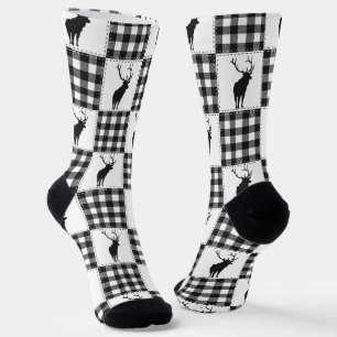 Buffalo-Karo-Hirsch-Rustikales-Waldmuster Socken