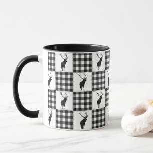 Buffalo-Karo-Hirsch-Rustikales-Waldmuster Tasse