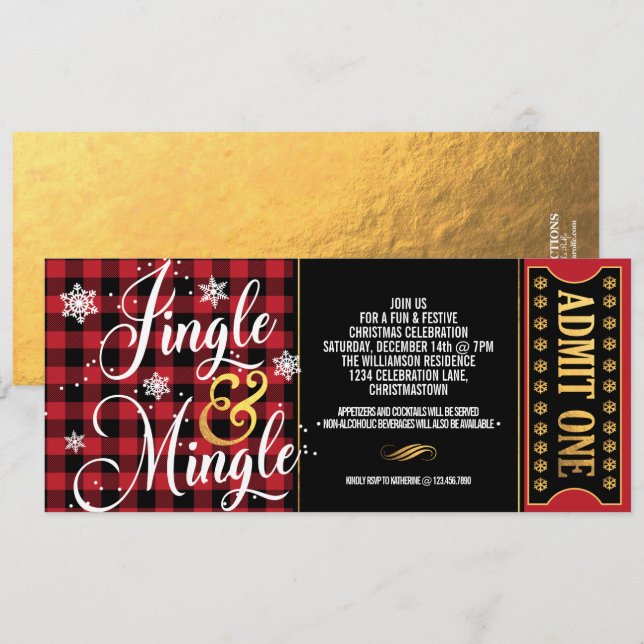 Buffalo Karo Jingle und Mingle Christmas Party In Einladung (Vorne/Hinten)