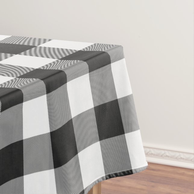 Buffalo Karo Karierte weiße und schwarze Quadrate Tischdecke (Beispiel)