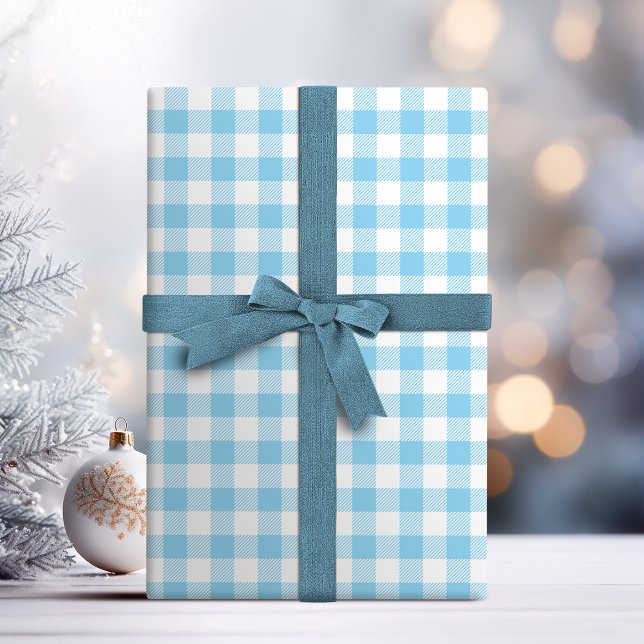 Buffalo Karo Karomuster hellblau Geschenkpapier (Buffalo Check gingham pattern pastel blue Wrapping Paper)
