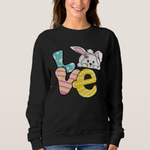 Buffalo Karo Liebe Hase Retro Groovy Ostertag Sweatshirt