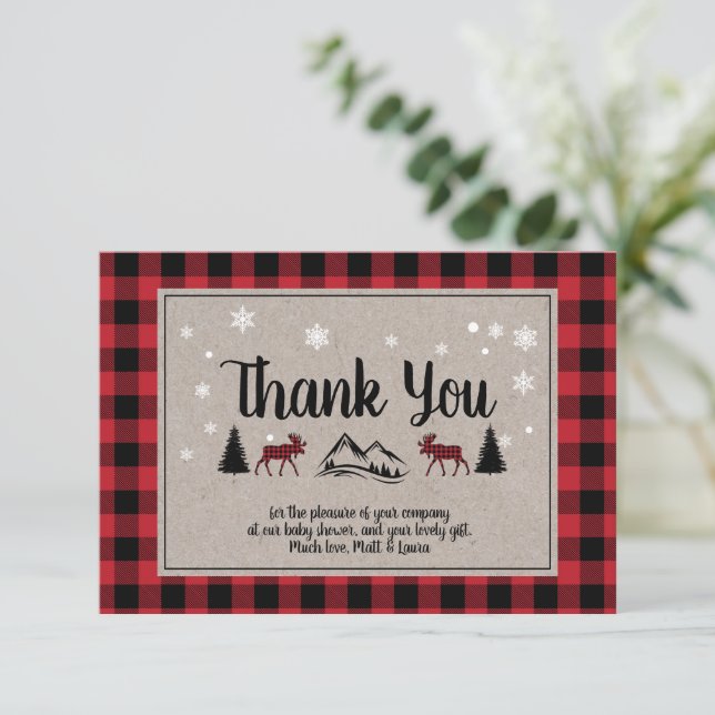 Buffalo Karo Lumberjack Vielen Dank Dankeskarte (Stehend Vorderseite)