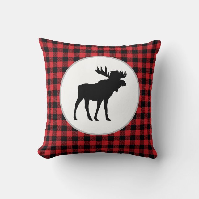 Buffalo Karo Moose Wilderness Hüttenwirbel Kissen (Vorderseite)