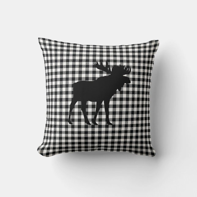 Buffalo Karo Moose Wilderness Hüttenwirbel Kissen (Vorderseite)
