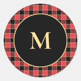 Buffalo Karo Muster Monogram Custom Colors SVG Runder Aufkleber