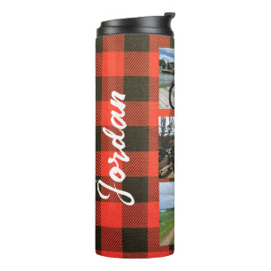 Buffalo-Karo Name und Foto Thermo-Tumbler Thermosbecher
