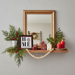 Buffalo-Karo-Ornament "Zuhause" personalisiert Fotoplatte