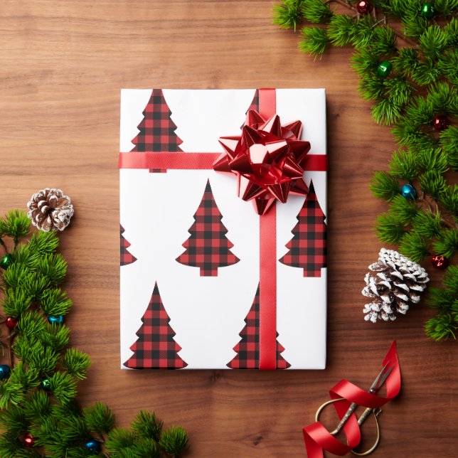 Buffalo Karo Pine Trees Rustikales Packpapier (Feiertagsgeschenk)