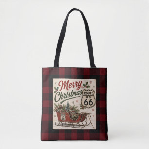 Buffalo-Karo-Plaid Route 66 Weihnachtsstil Tasche