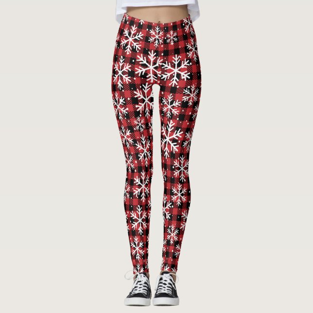 Buffalo-Karo-Plätzchen-Wintermuster Leggings (Vorderseite)
