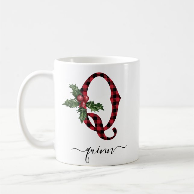 Buffalo Karo Q Monogramm Weihnachtskaffeetasse Kaffeetasse (Links)