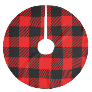Buffalo Karo Rot und Schwarz Holzfäller Karo Dekor Polyester Weihnachtsbaumdecke