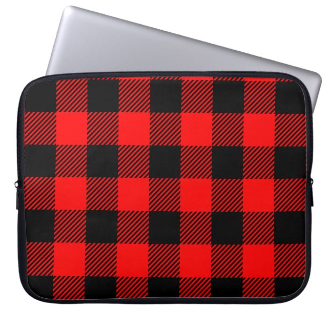 Buffalo Karo Rot und Schwarz Lumberjack Karierte D Laptopschutzhülle (Vorderseite)