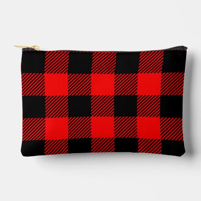 Buffalo Karo Rot und Schwarz Lumberjack Karierte D Zubehörtasche (Vorderseite)