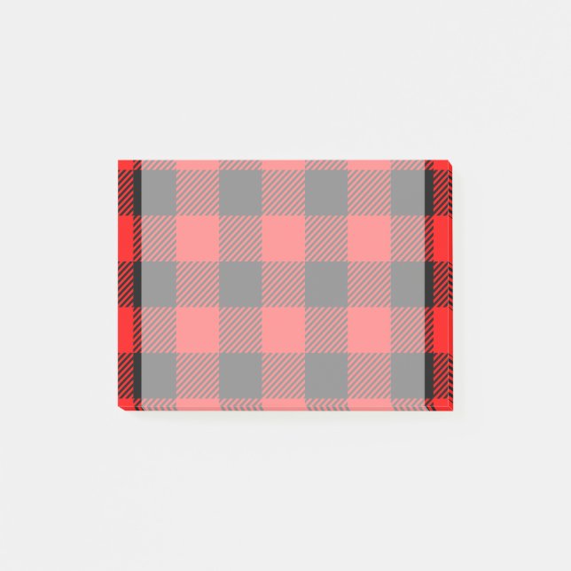 Buffalo Karo Rot und Schwarz Lumberjack Kariertes  Post-it Klebezettel (Vorderseite)